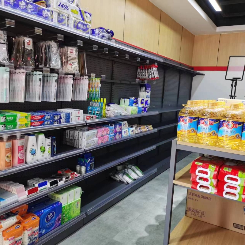 convenience store supermarket shelves