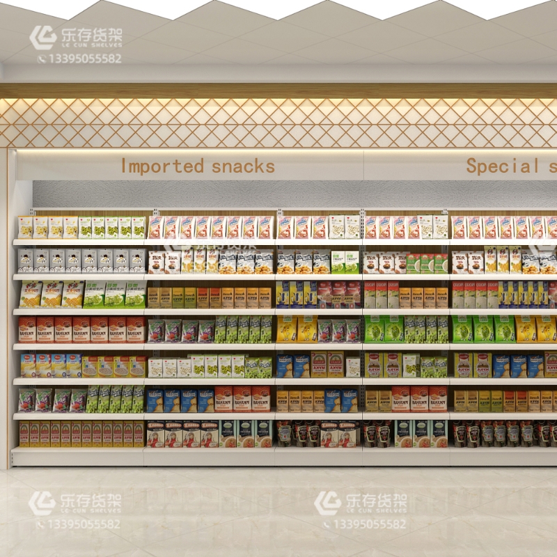 Convenience store four-column shelf