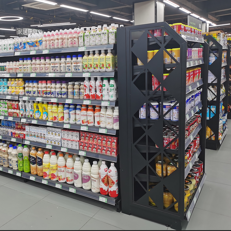 Shopping mall supermarket shelves