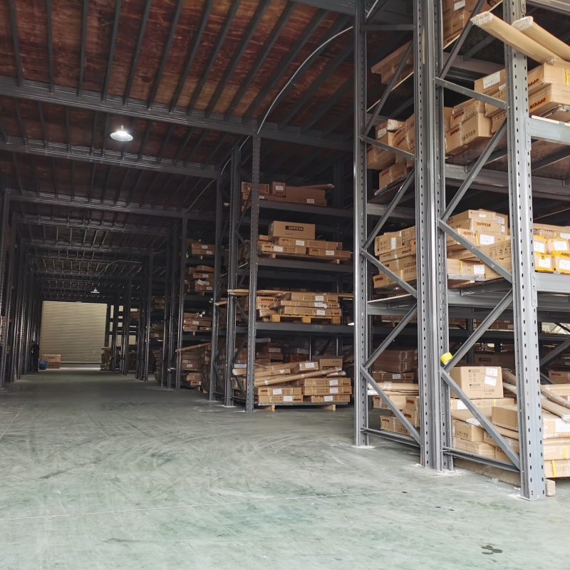 Loft-style warehouse shelves