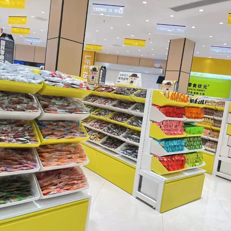 What types of shelves are needed for a convenience store to open a snack shop?