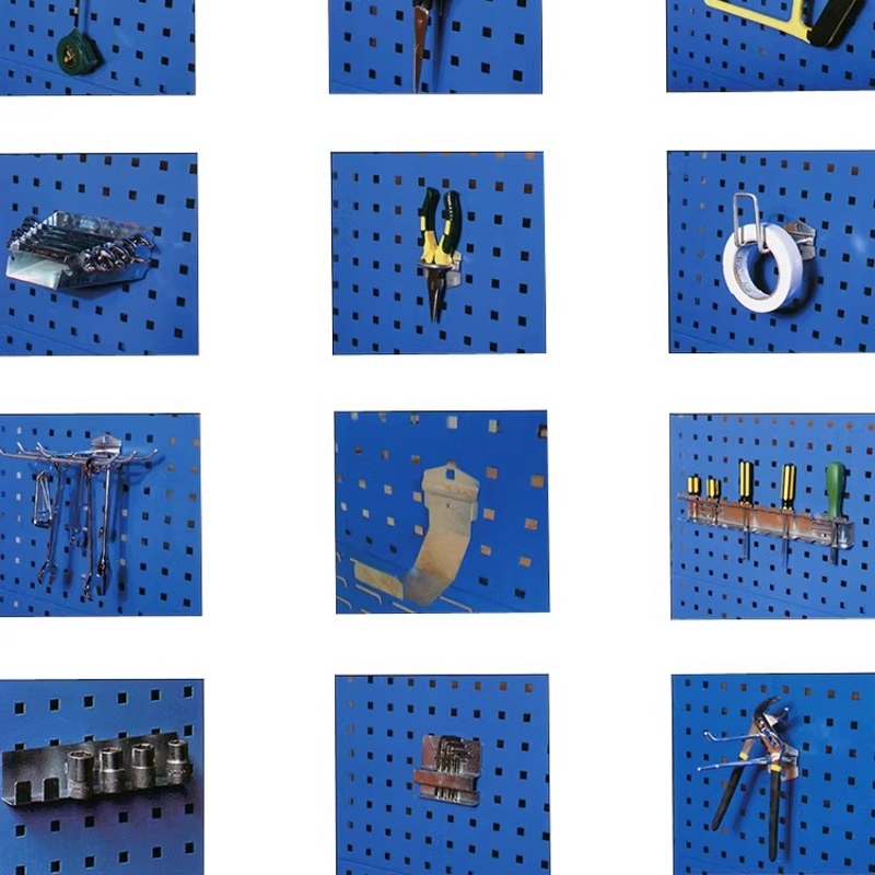 Tool rack, material storage rack, pegboard, square hole hanging board, hooks, hardware tool cart, display rack, double-sided movable.