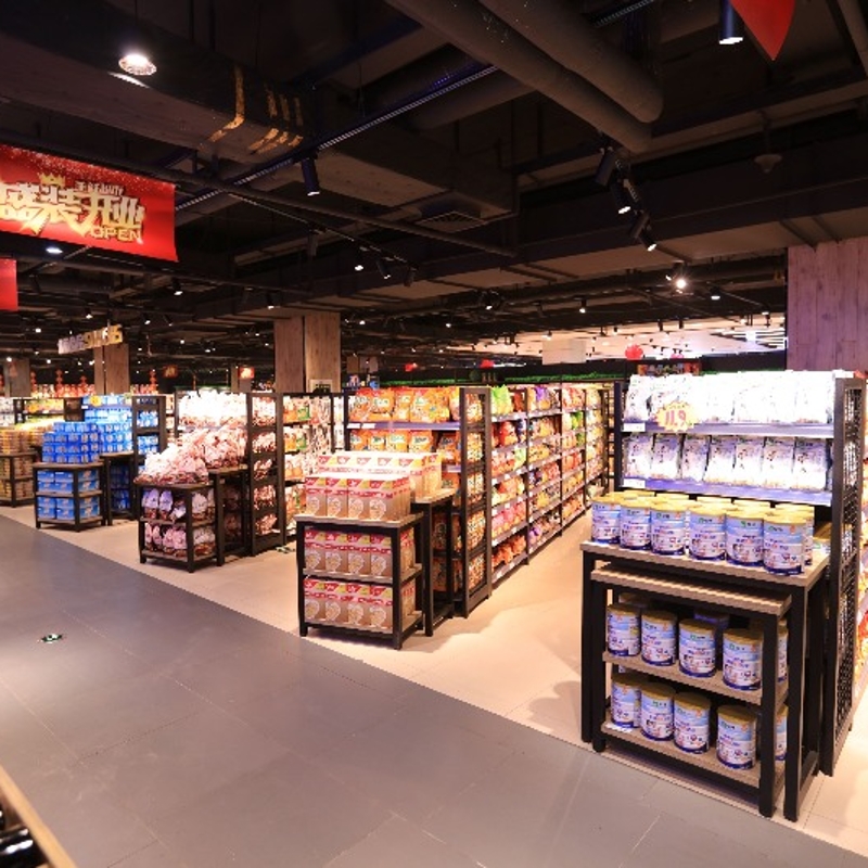 Lecun 60kg Lightweight Store Stand Double-Sided Retail Display Rack Supermarket Shelf Durable Heavy-Duty Steel Storage Rack