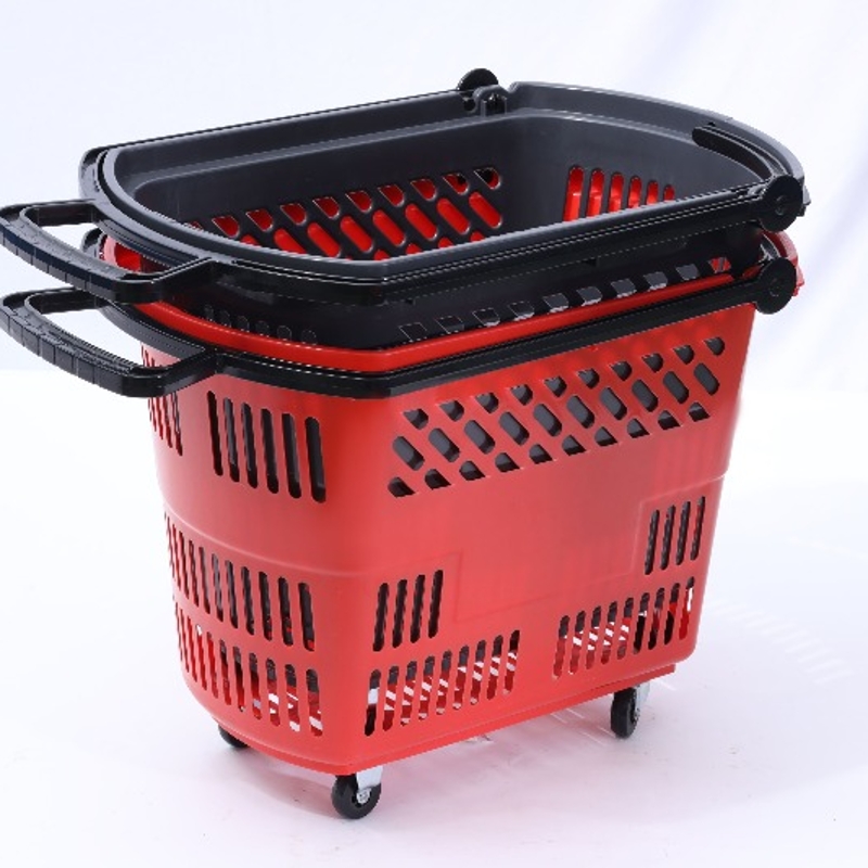 Supermarket wheeled shopping basket