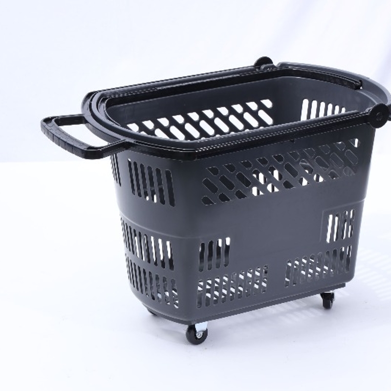 Supermarket wheeled shopping basket