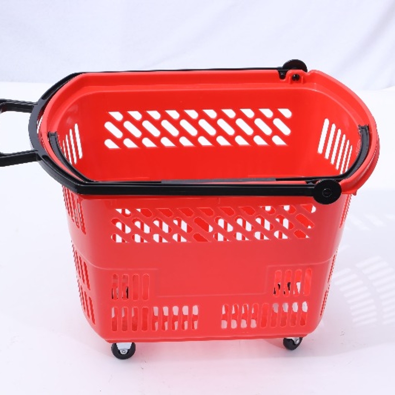 Supermarket wheeled shopping basket