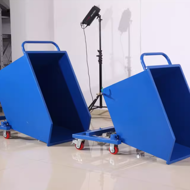 Industrial Metal Chip Cart — Workshop Waste Collection & Disposal Cart (Tilting Dump Bin, Material Transport Cart, Chip Collector, Waste Fluid Cart)