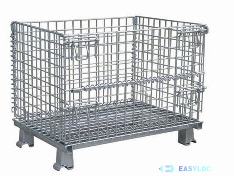 Why are wire mesh containers widely used in warehouses and factories?
